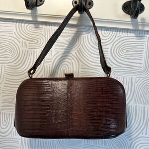 Vintage brown crocodile clutch in excellent condition